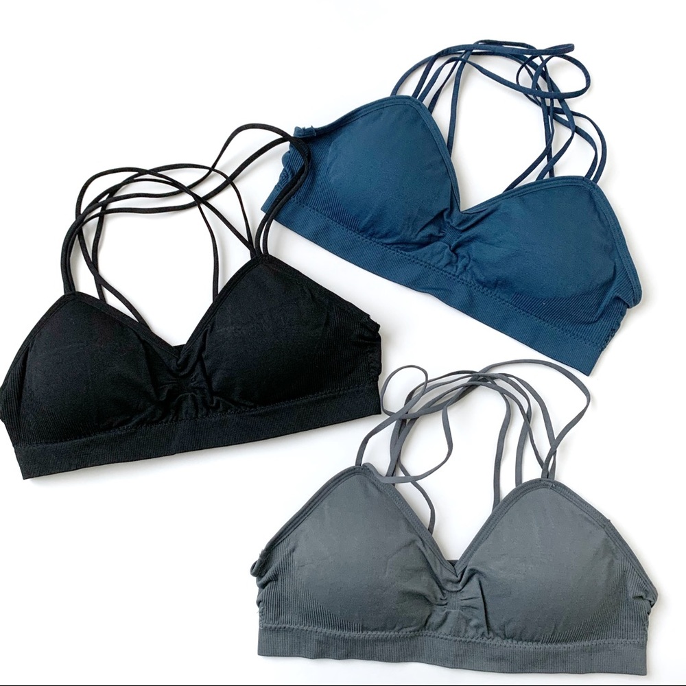ACTIVE Seamless Strappy Racer Bralette BLACK - Picture 4 of 7